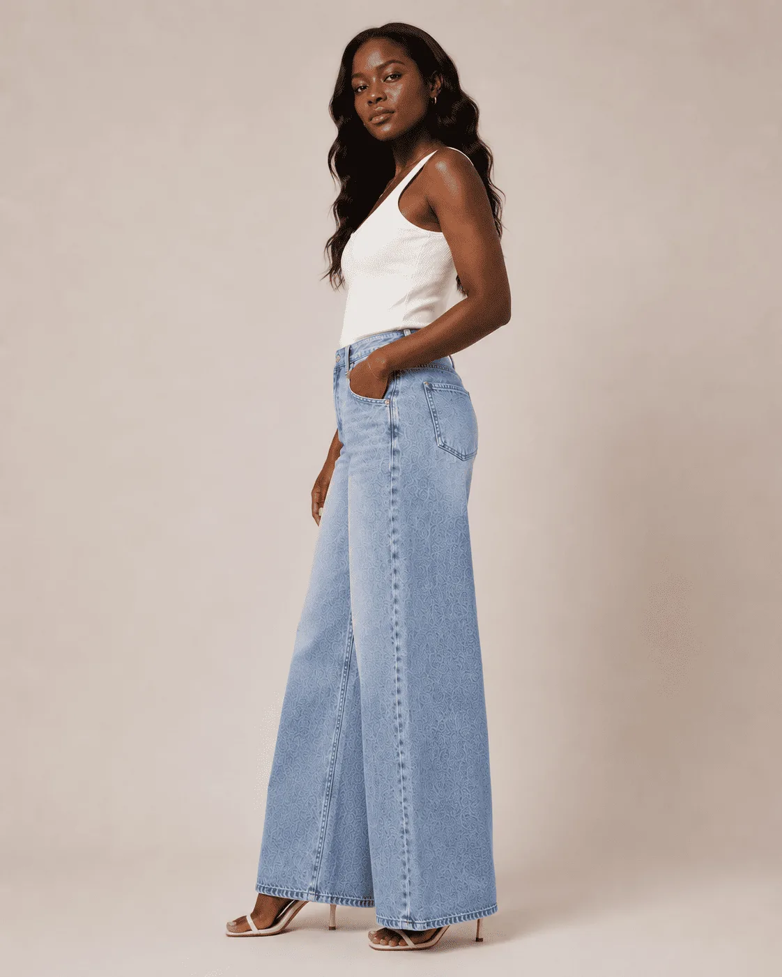 Denim Wide Leg Jeans - Image 3