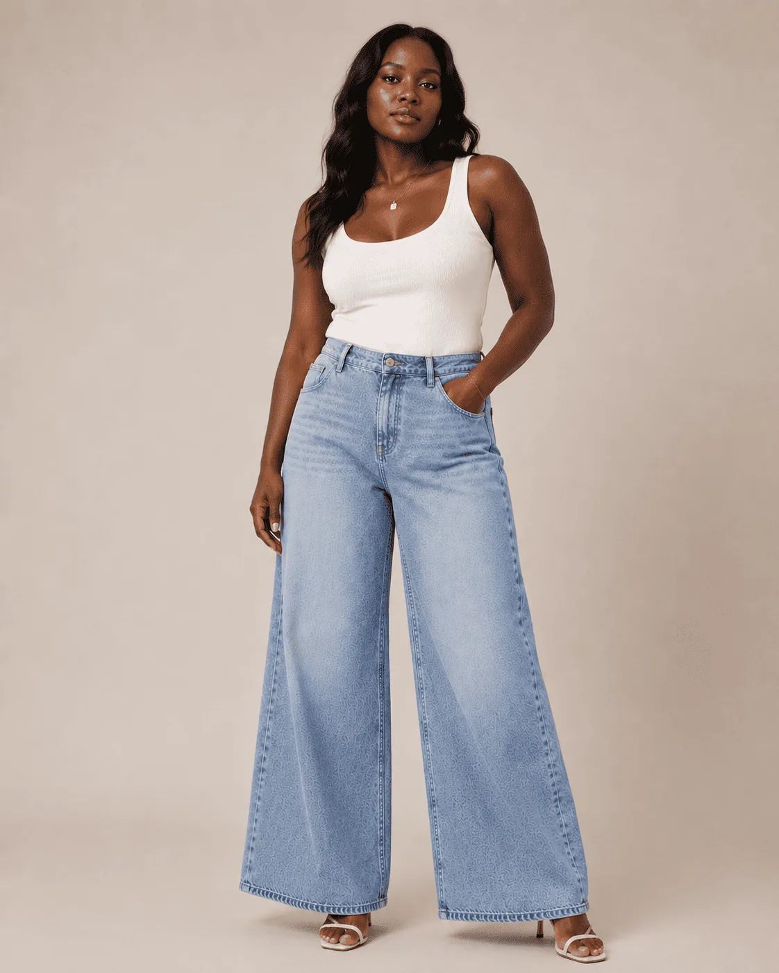 Denim Wide Leg Jeans - Image 4