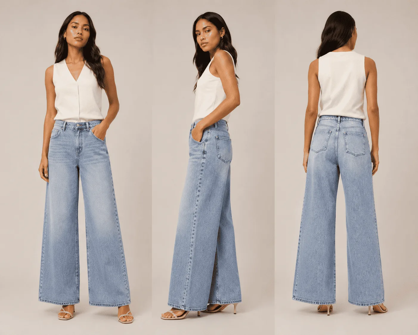 Denim Wide Leg Jeans - Image 6
