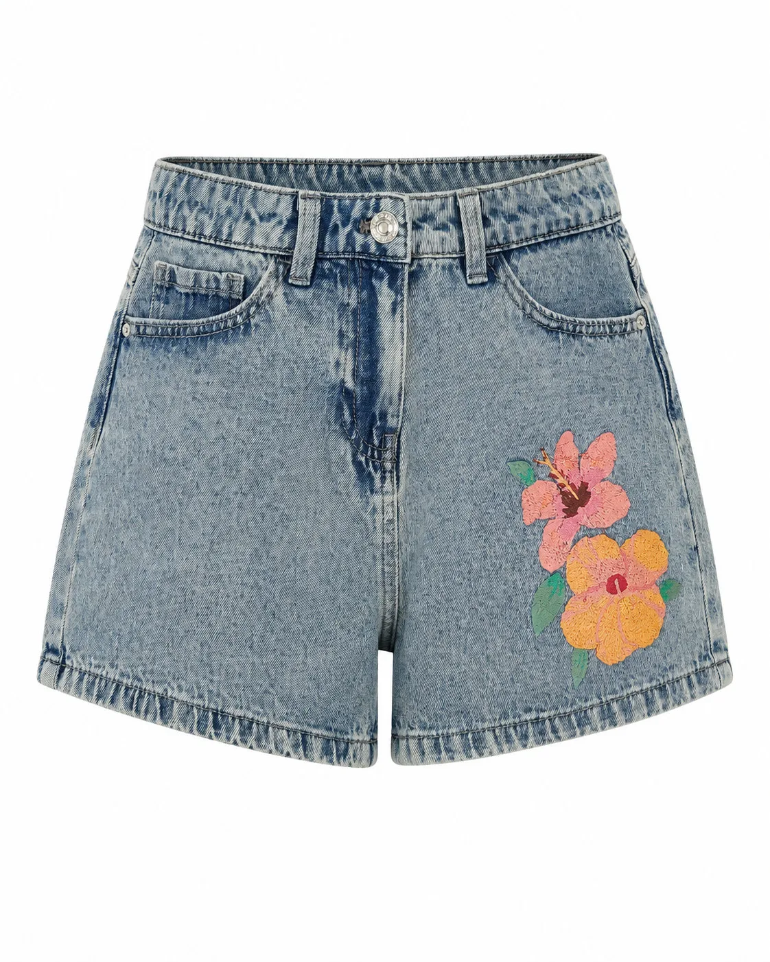 Flower Denim Shorts - Image 5