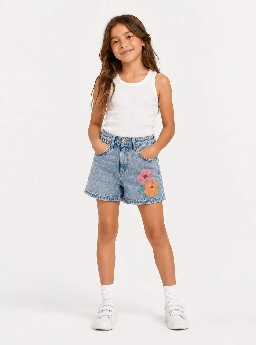 Flower Denim Shorts
